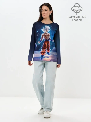 Лонгслив женский. Хлопок / Goku on a planet