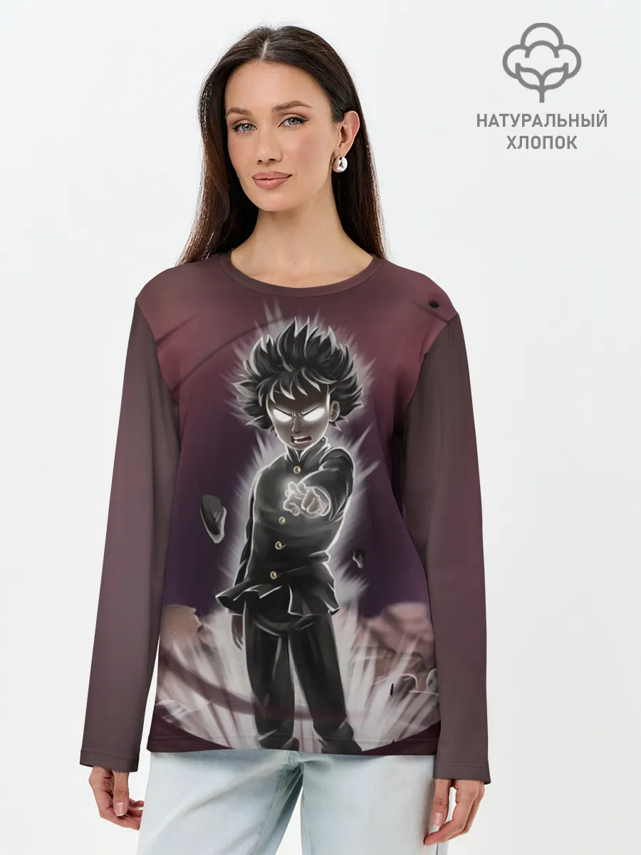 Лонгслив женский. Хлопок / Mob Psycho 100