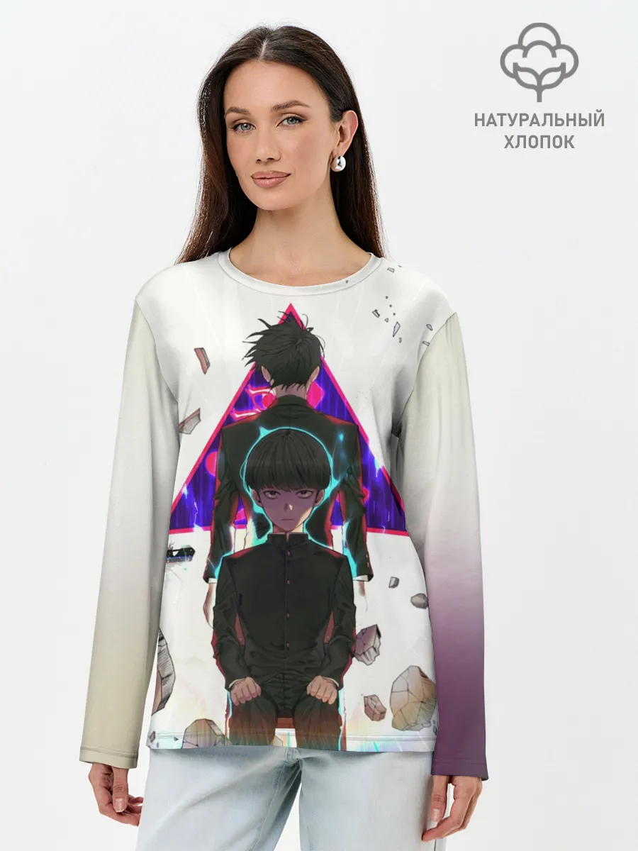Лонгслив женский. Хлопок / Моб Психо 100