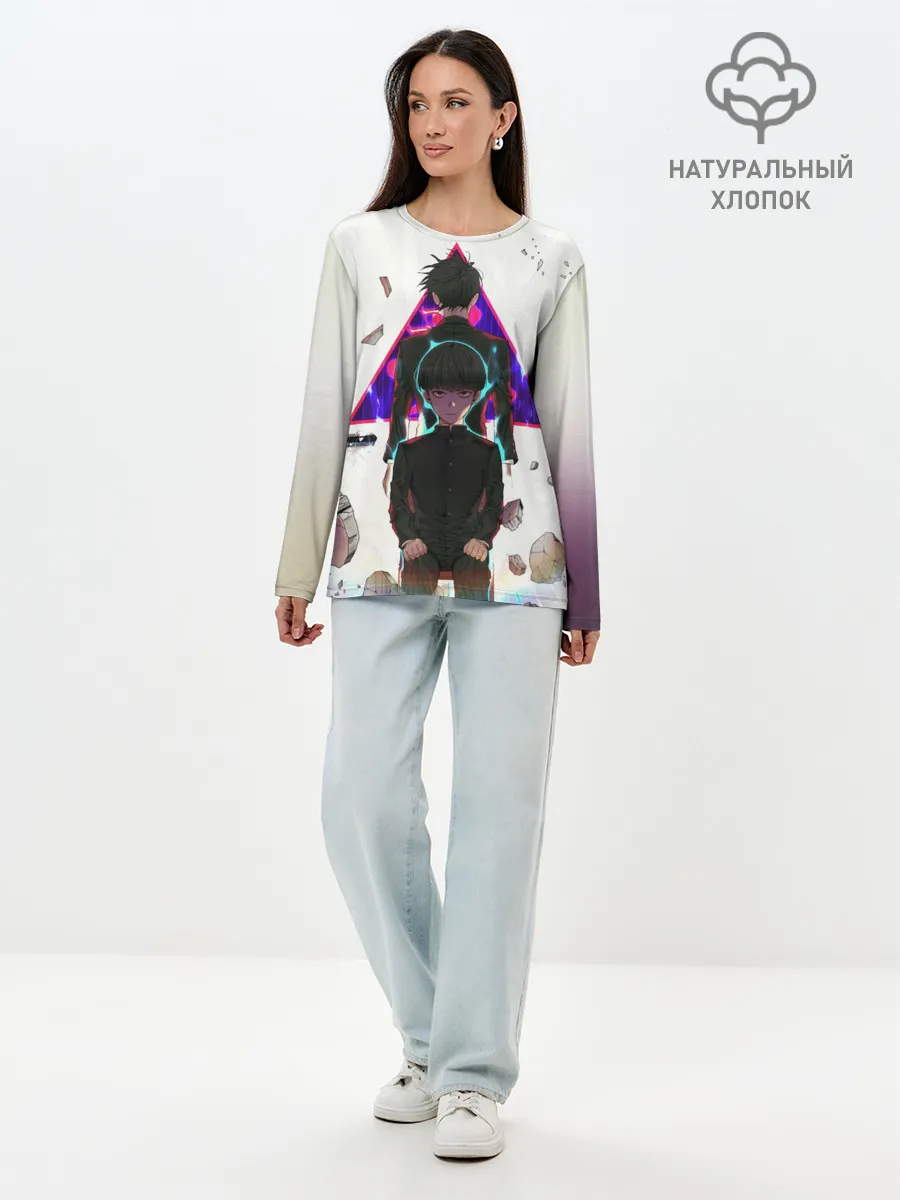Лонгслив женский. Хлопок / Моб Психо 100