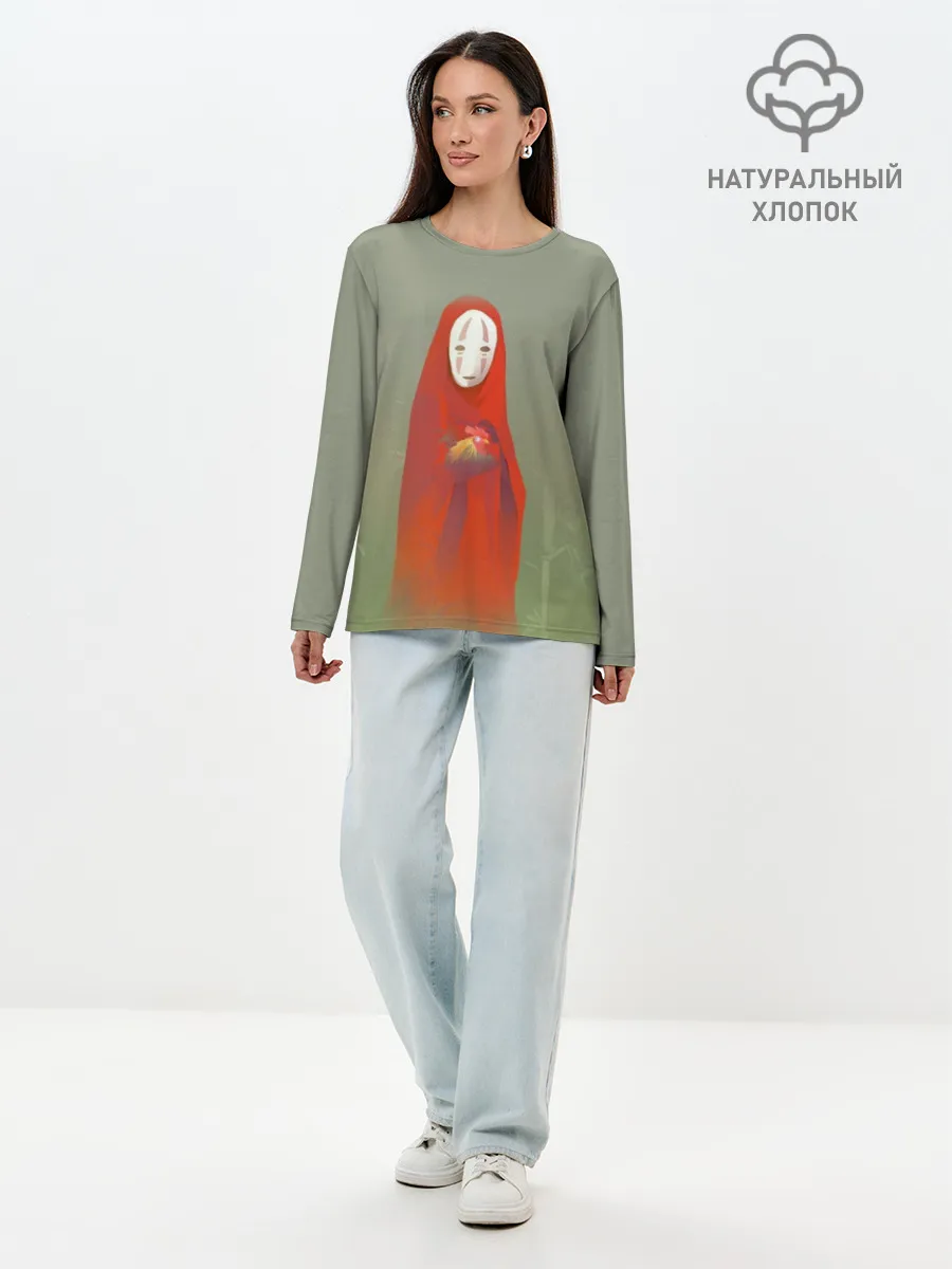 Лонгслив женский. Хлопок / Каонаси с петухом