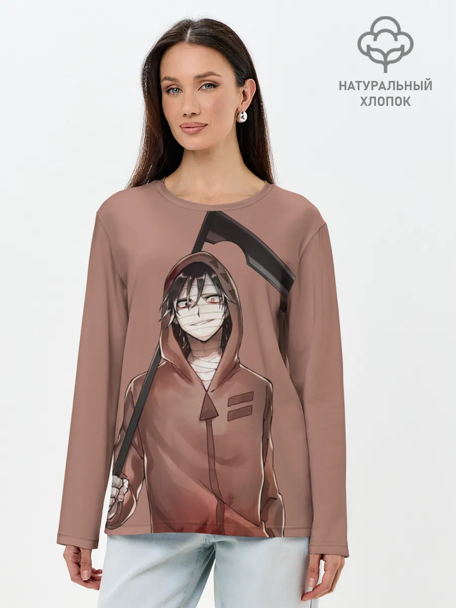 Лонгслив женский. Хлопок / Зак с косой