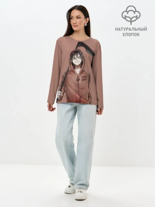 Лонгслив женский. Хлопок / Зак с косой