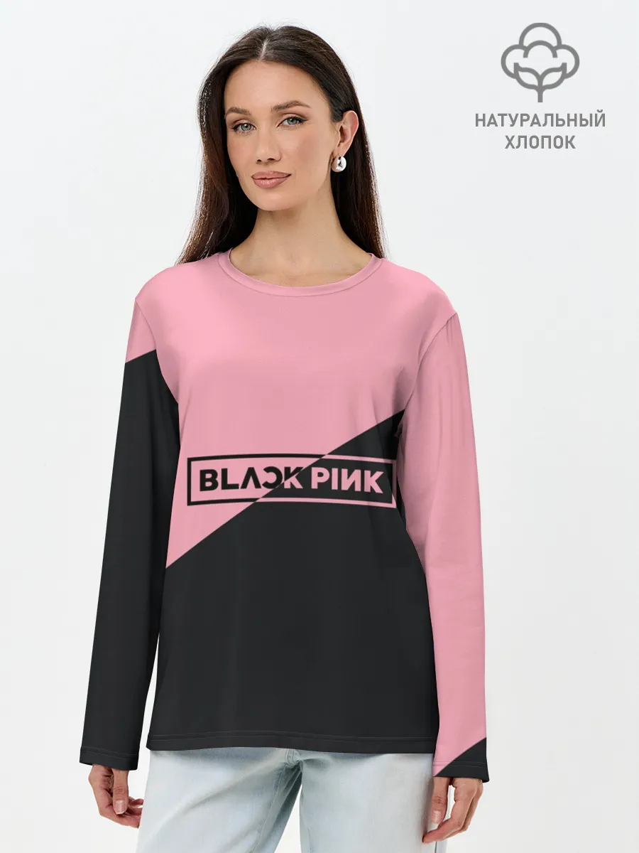 Лонгслив женский. Хлопок / Black Pink