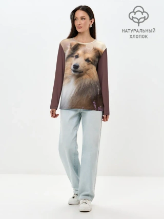 Лонгслив женский. Хлопок / Шелти