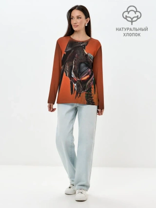 Лонгслив женский. Хлопок / Рука хищника