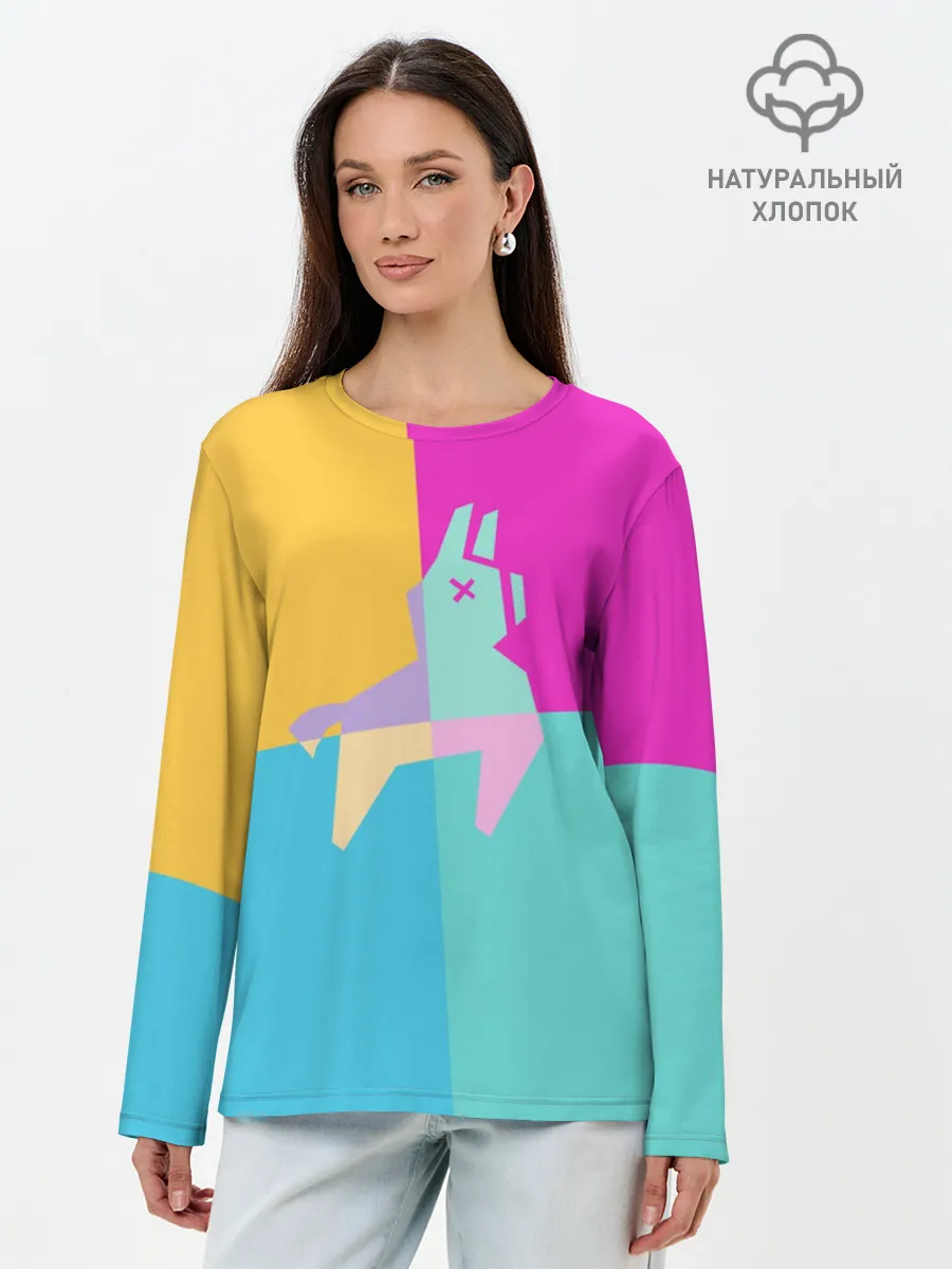 Лонгслив женский. Хлопок / FORNITE LLAMA