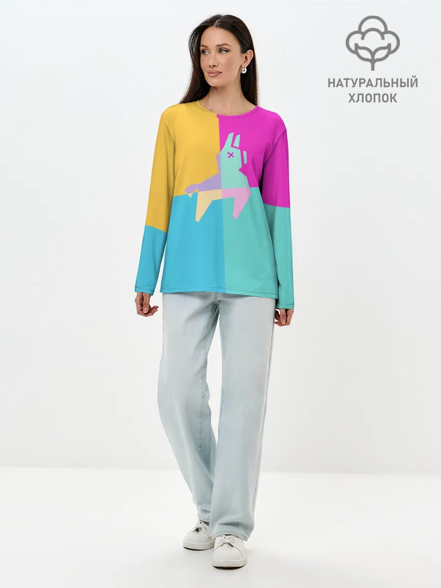 Лонгслив женский. Хлопок / FORNITE LLAMA