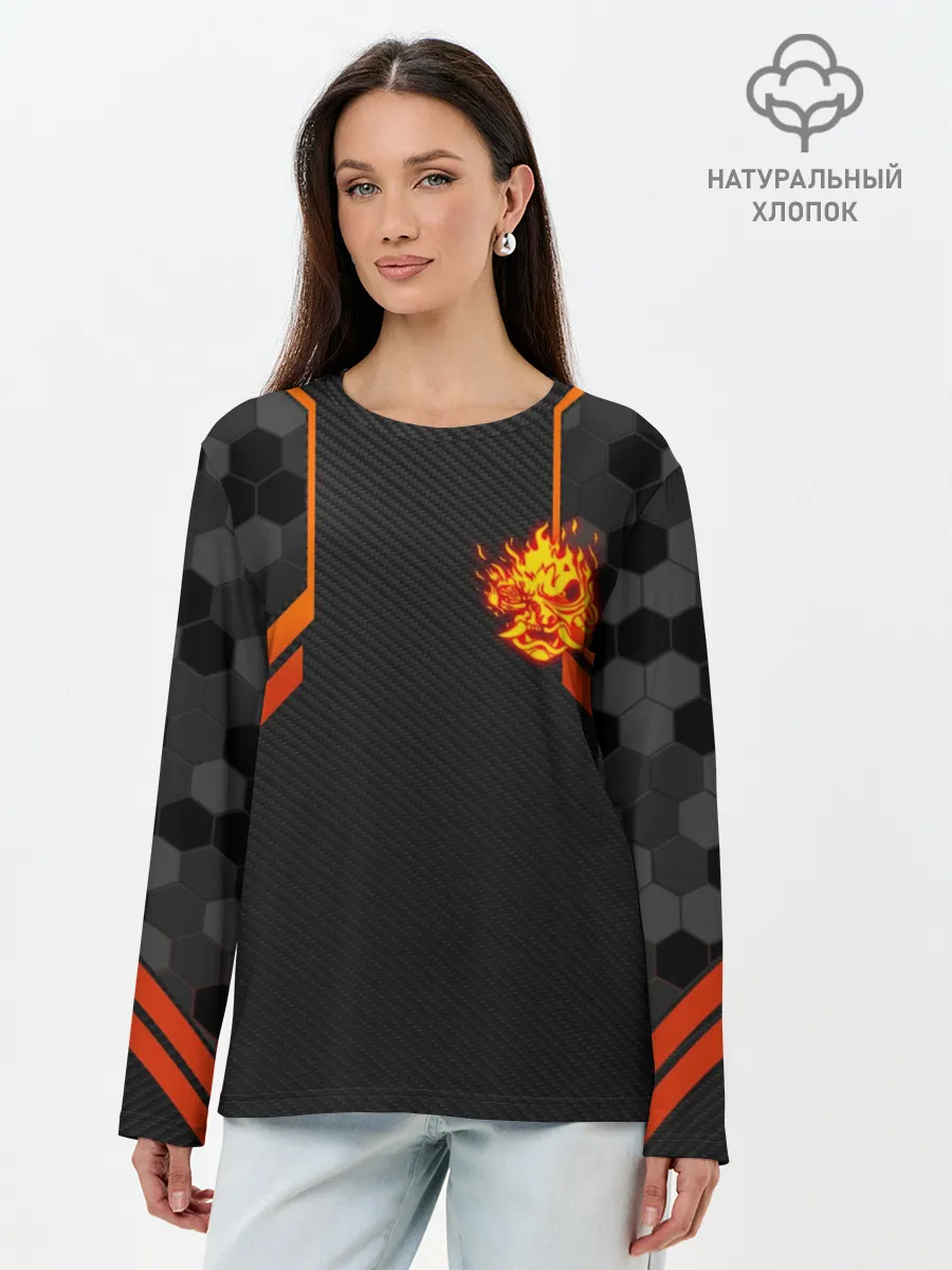 Лонгслив женский. Хлопок / CYBERPUNK 2077 SAMURAI