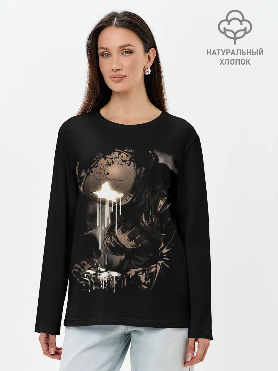 Лонгслив женский. Хлопок / Космонавт