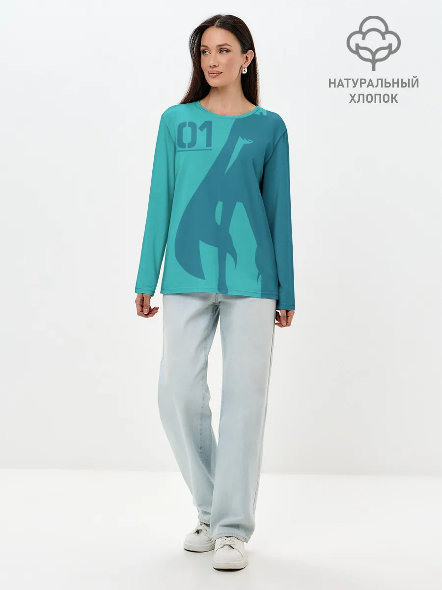 Лонгслив женский. Хлопок / Хацуне Мику 01