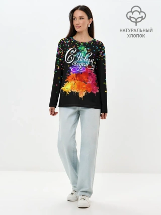 Лонгслив женский. Хлопок / Ёлка