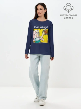Лонгслив женский. Хлопок / Disenchantment.I Can Drink It!