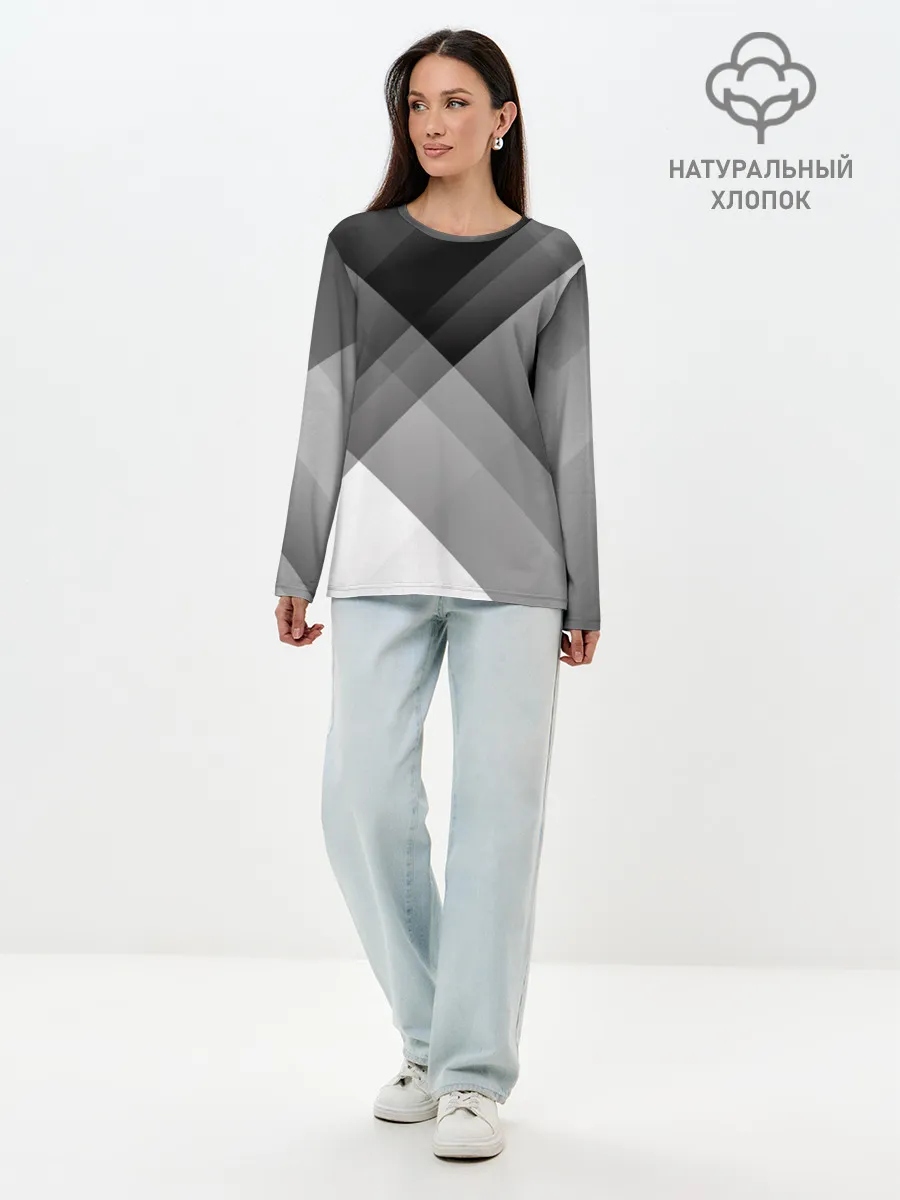 Лонгслив женский. Хлопок / Геометрия