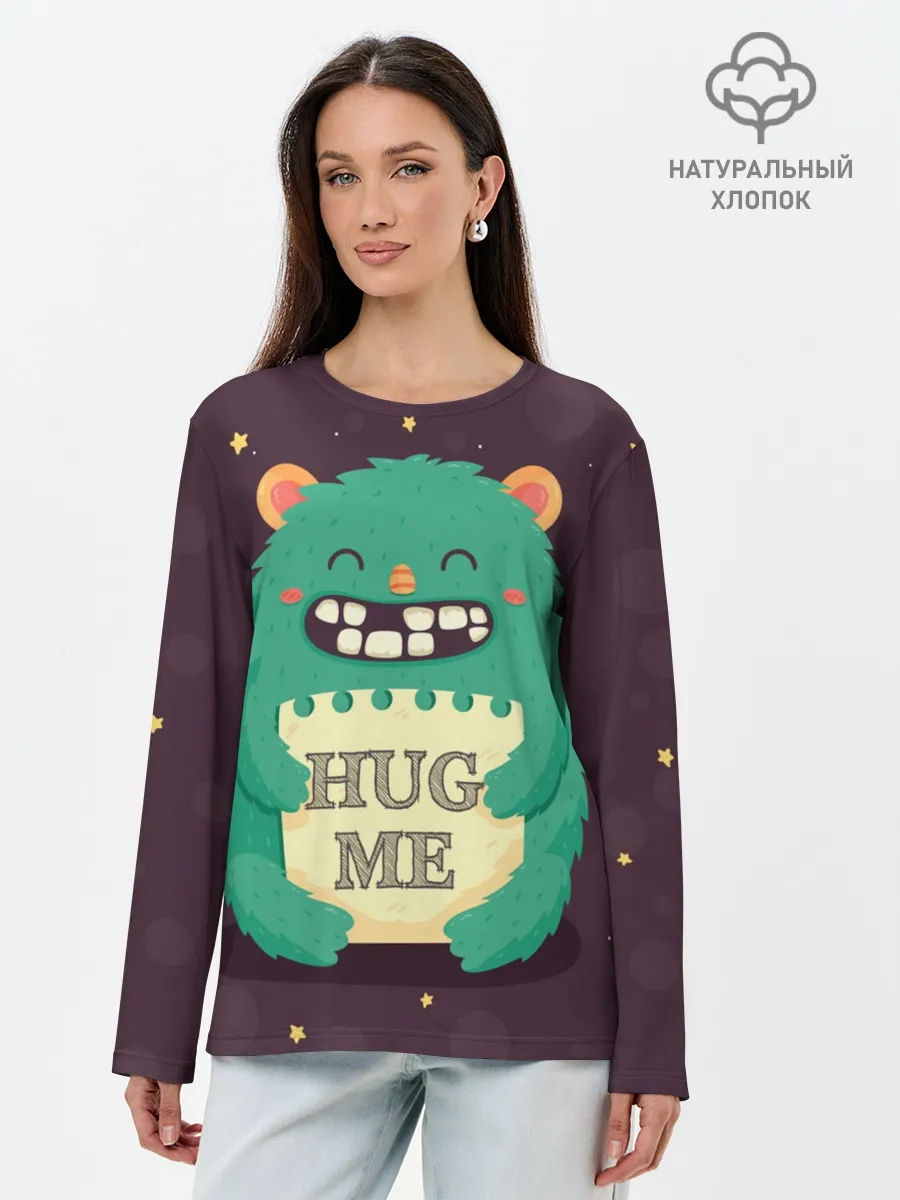 Лонгслив женский. Хлопок / Монстр обнимашки