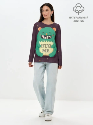Лонгслив женский. Хлопок / Монстр обнимашки