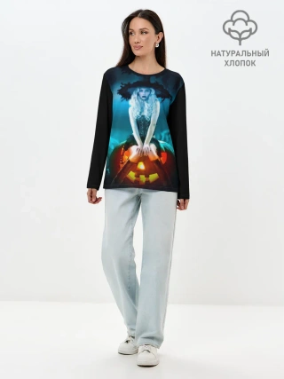 Лонгслив женский. Хлопок / Ведьма