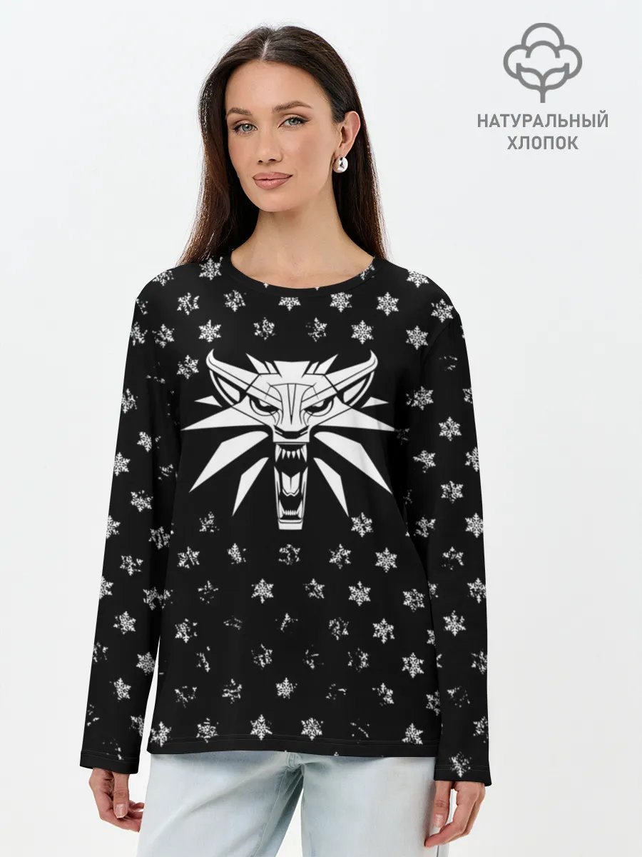 Лонгслив женский. Хлопок / ВЕДЬМАК НОВОГОДНИЙ