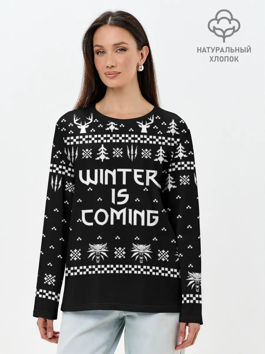 Лонгслив женский. Хлопок / ВЕДЬМАК НОВОГОДНИЙ