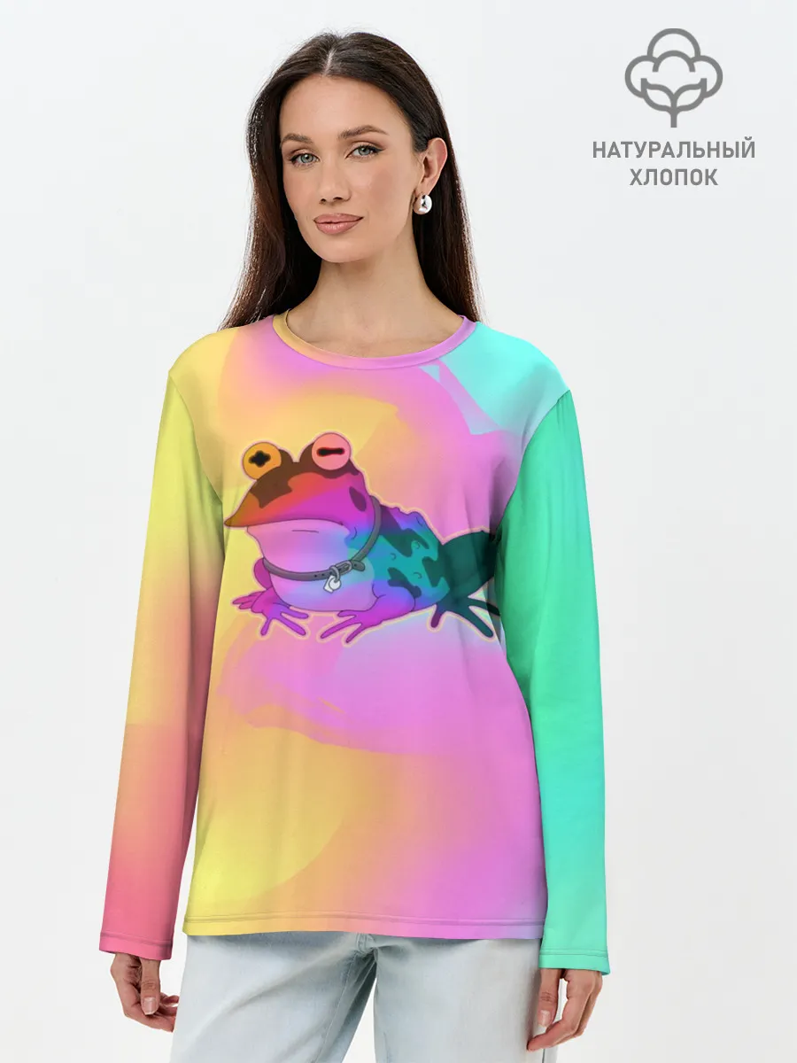 Лонгслив женский. Хлопок / Кислотная Гипножаба