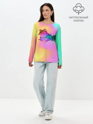 Лонгслив женский. Хлопок / Кислотная Гипножаба
