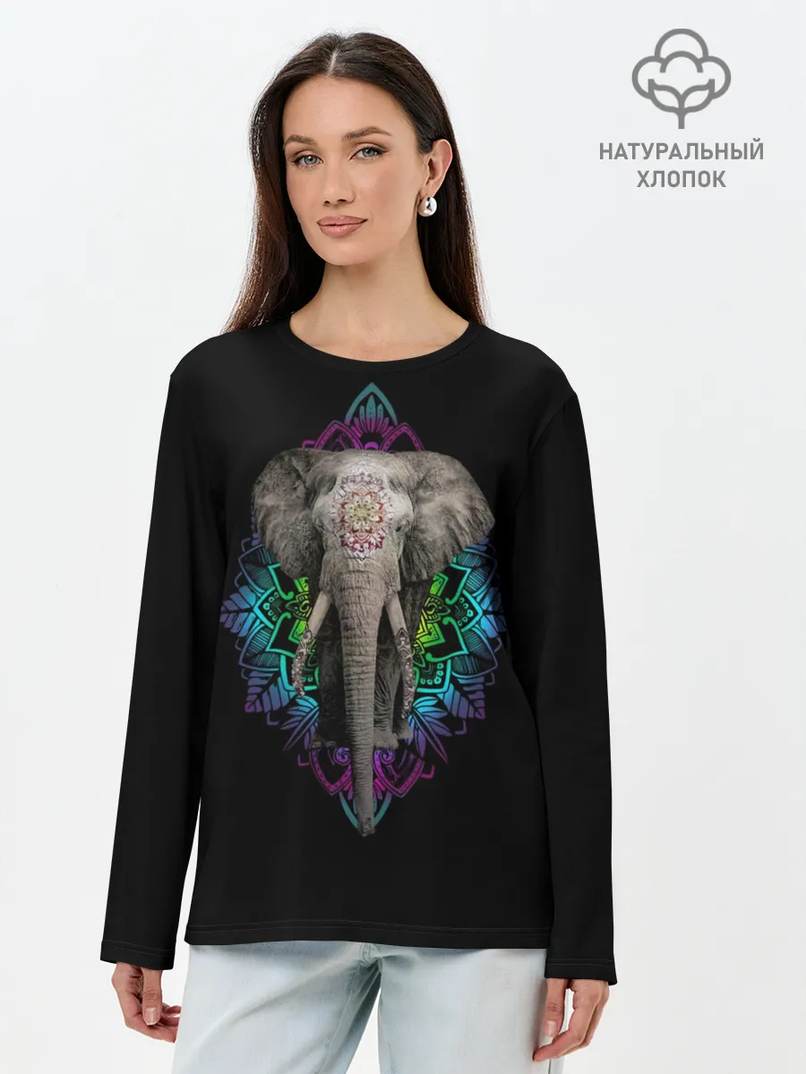 Лонгслив женский. Хлопок / Индийский Слон