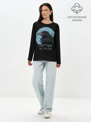 Лонгслив женский. Хлопок / Ворон