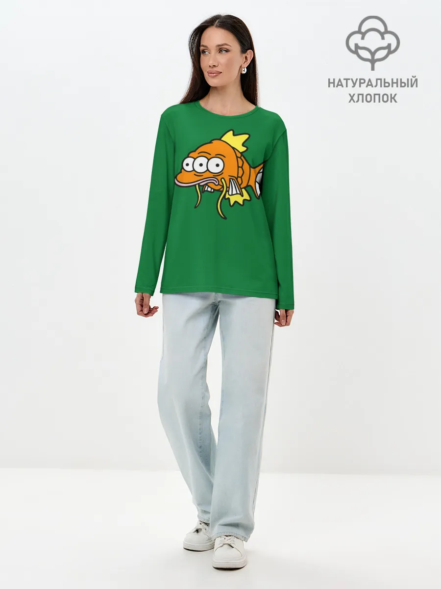 Лонгслив женский. Хлопок / Радиоактивная Рыбка