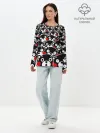 Лонгслив женский. Хлопок / Узор кумамонов