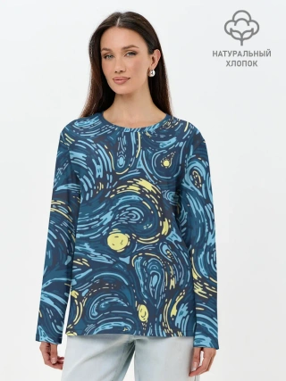 Лонгслив женский. Хлопок / Ван Гог. Звездная Ночь