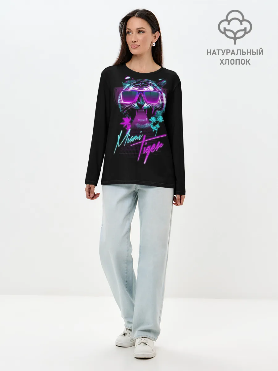 Лонгслив женский. Хлопок / Miami Tiger