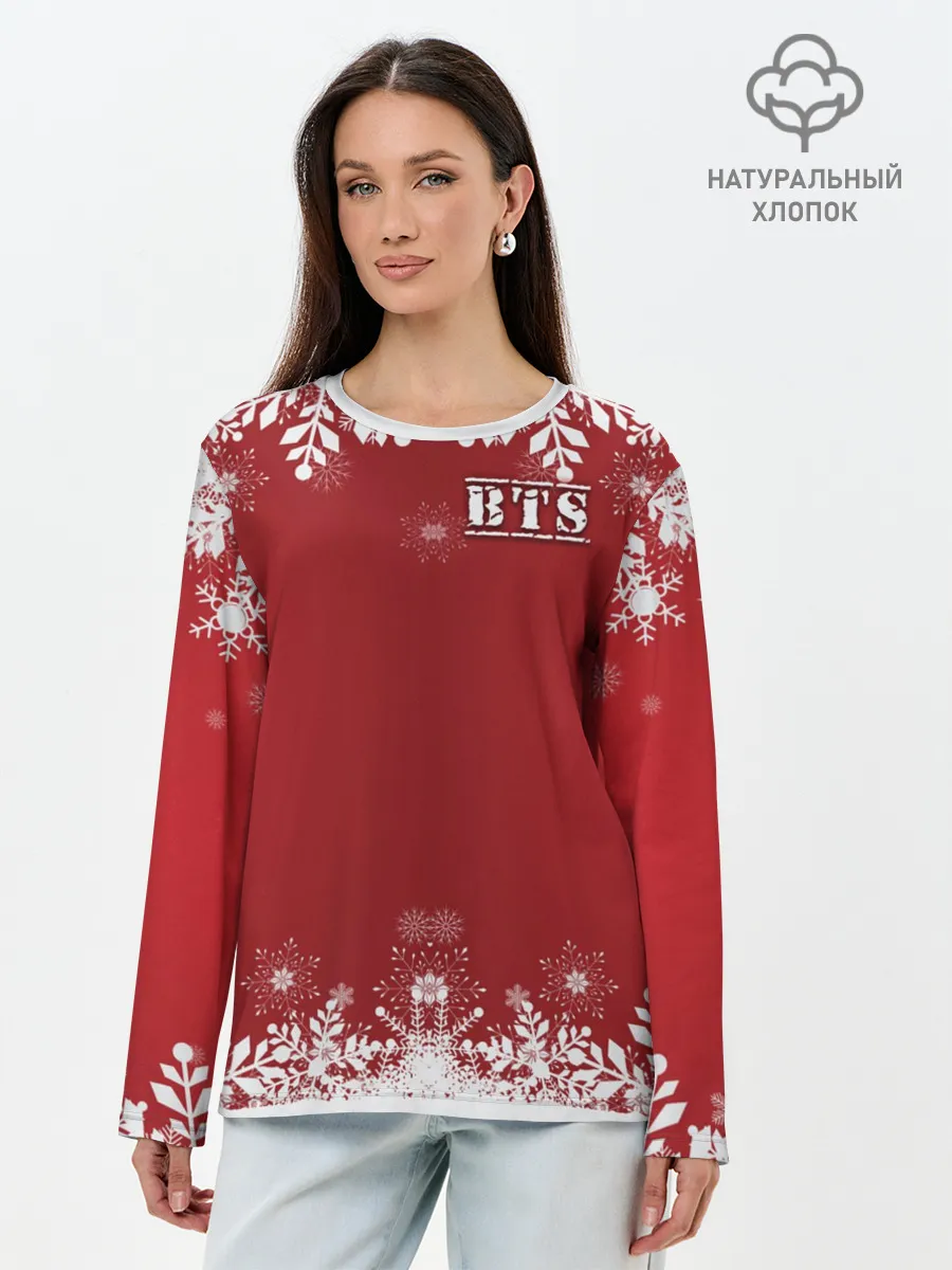 Лонгслив женский. Хлопок / BTS праздничный