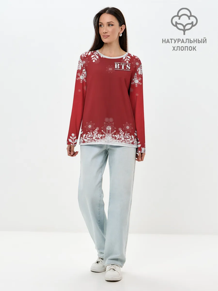Лонгслив женский. Хлопок / BTS праздничный