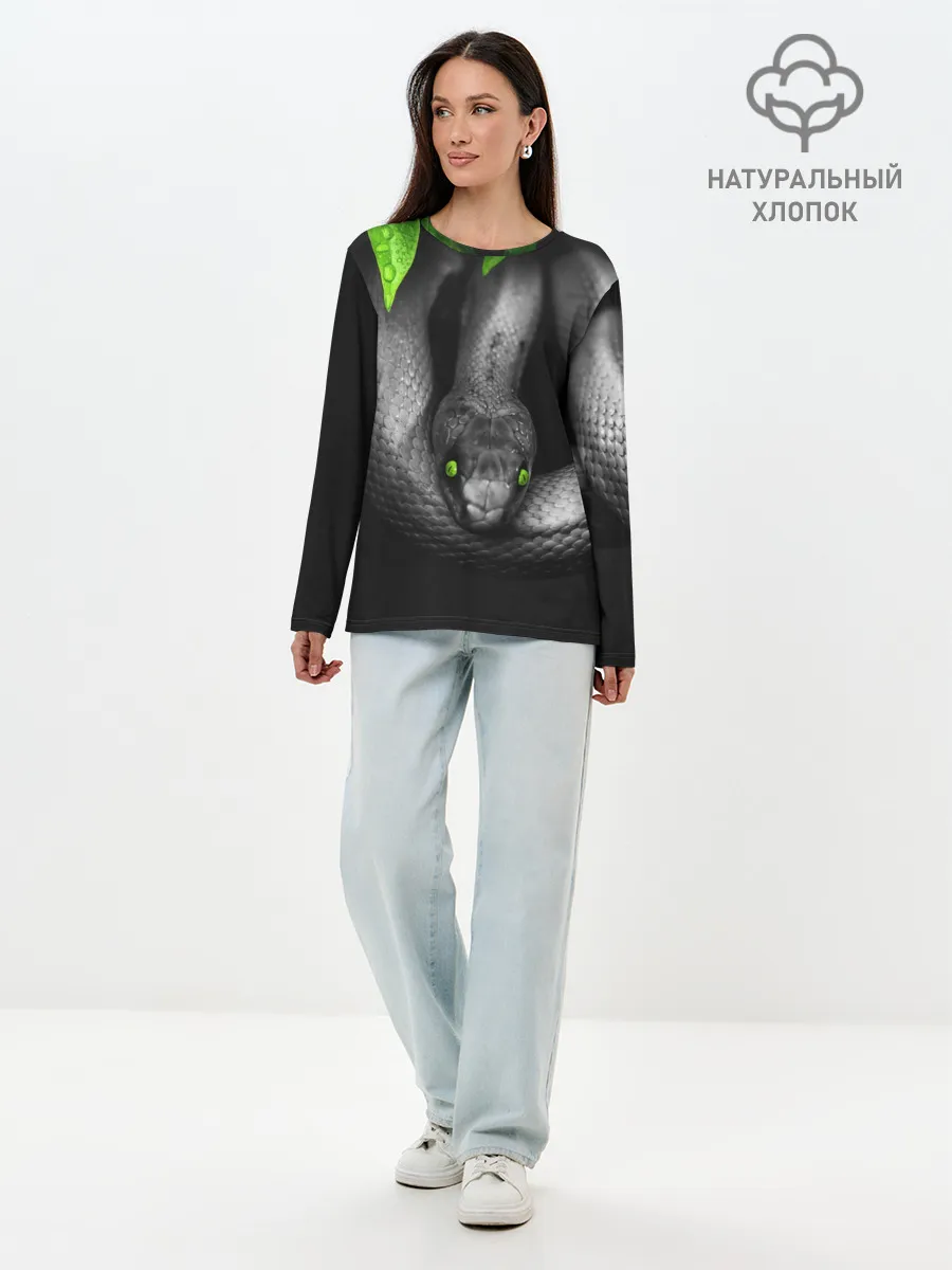 Лонгслив женский. Хлопок / Змея