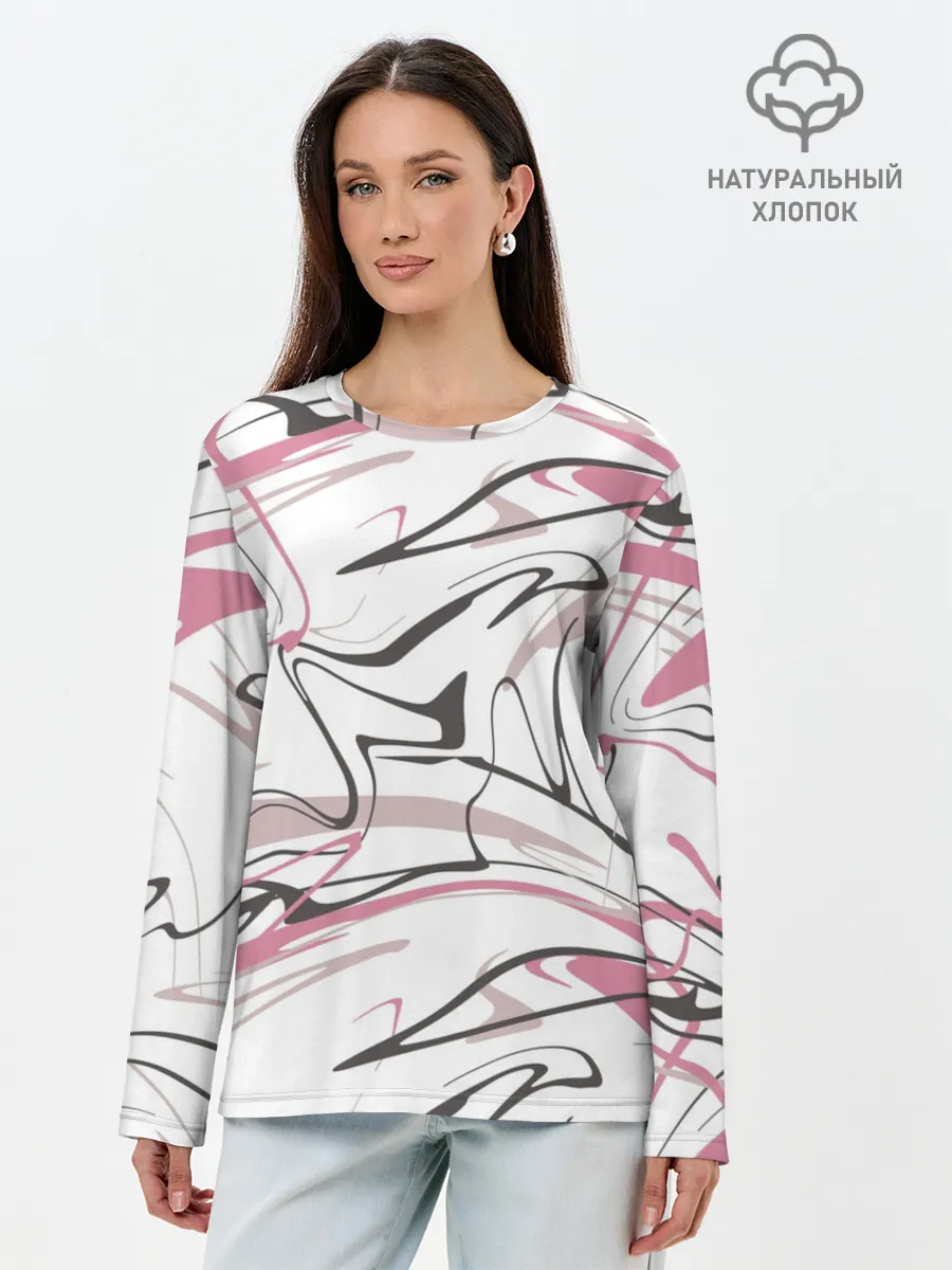 Лонгслив женский. Хлопок / Хаотичные линии