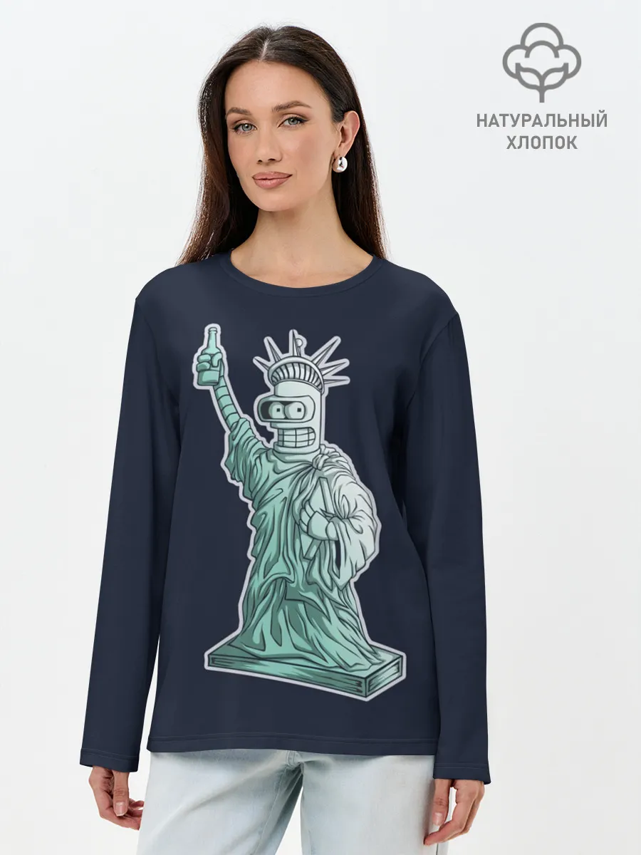 Лонгслив женский. Хлопок / Статуя Сомнительной Свободы