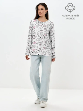 Лонгслив женский. Хлопок / Новогодние поросята