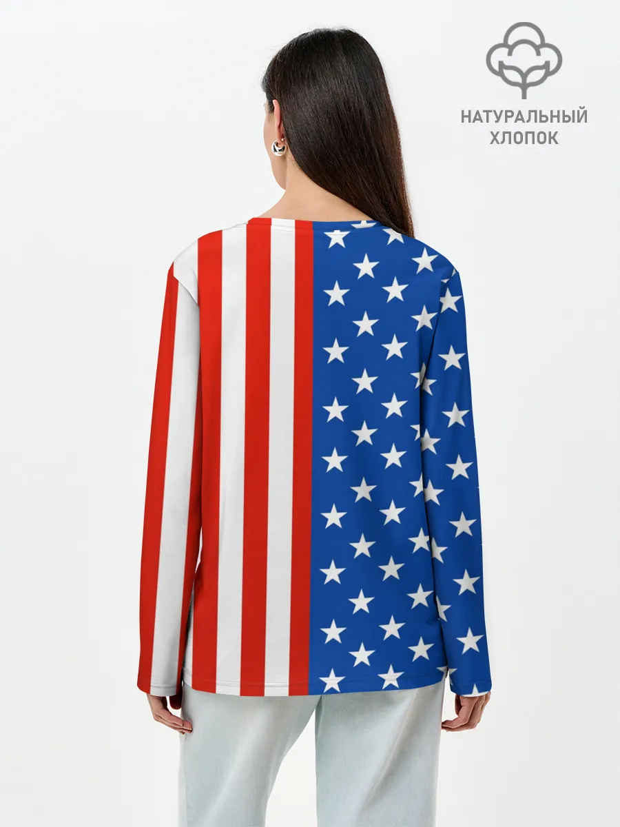 Лонгслив женский. Хлопок / Американский Флаг