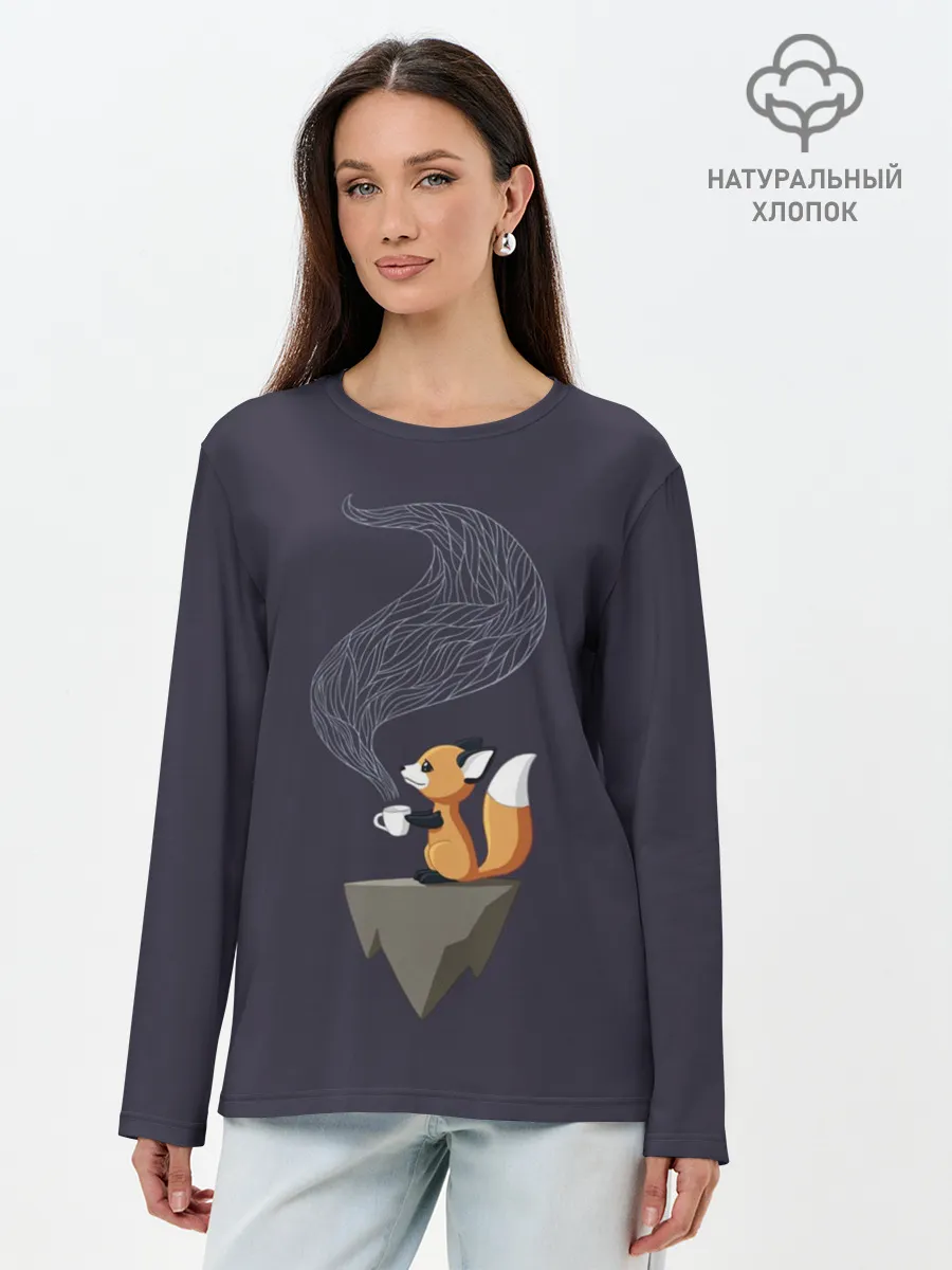 Лонгслив женский. Хлопок / Coffee Fox
