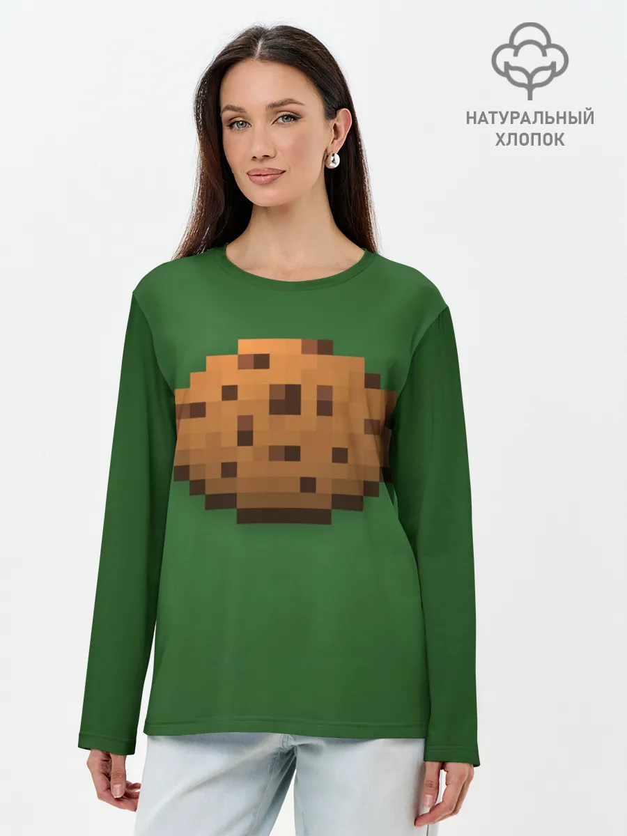 Лонгслив женский. Хлопок / Minecraft Печенька
