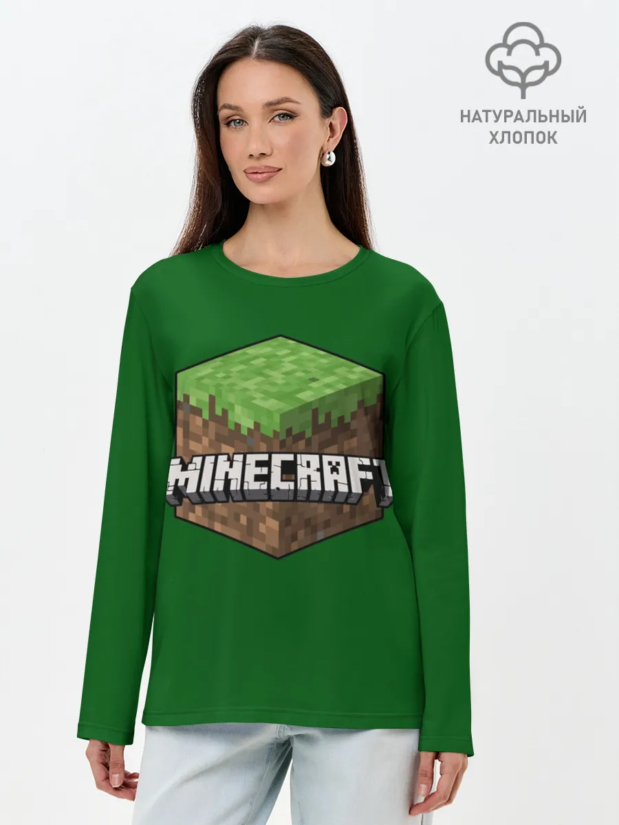 Лонгслив женский. Хлопок / Minecraft