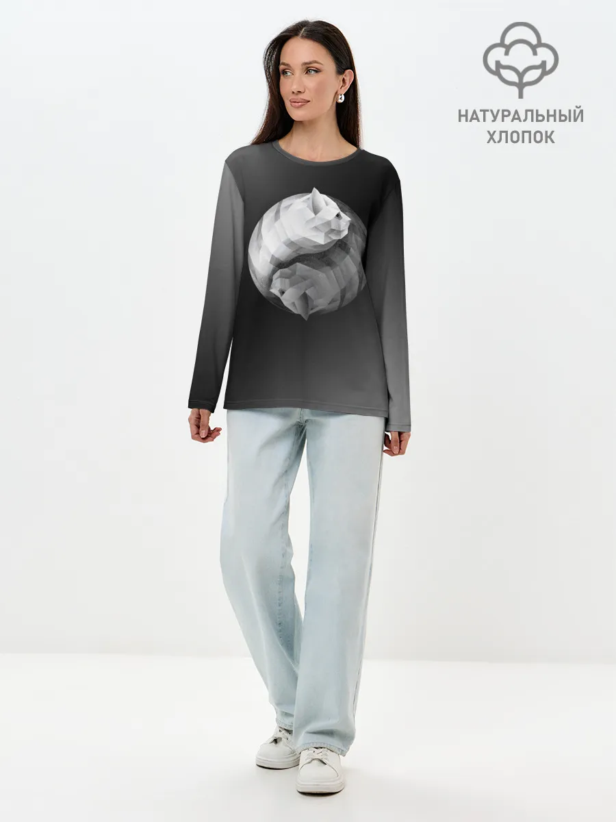 Лонгслив женский. Хлопок / Янь Янь Котики