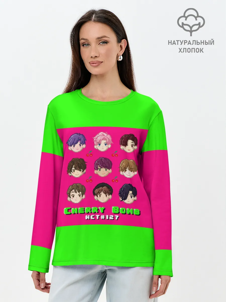 Лонгслив женский. Хлопок / NCT 127. Cherry Bomb