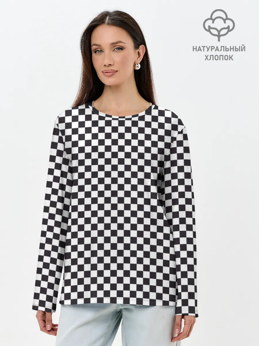Лонгслив женский. Хлопок / Checkerboard