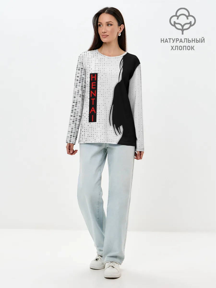Лонгслив женский. Хлопок / HENTAI - женский силуэт