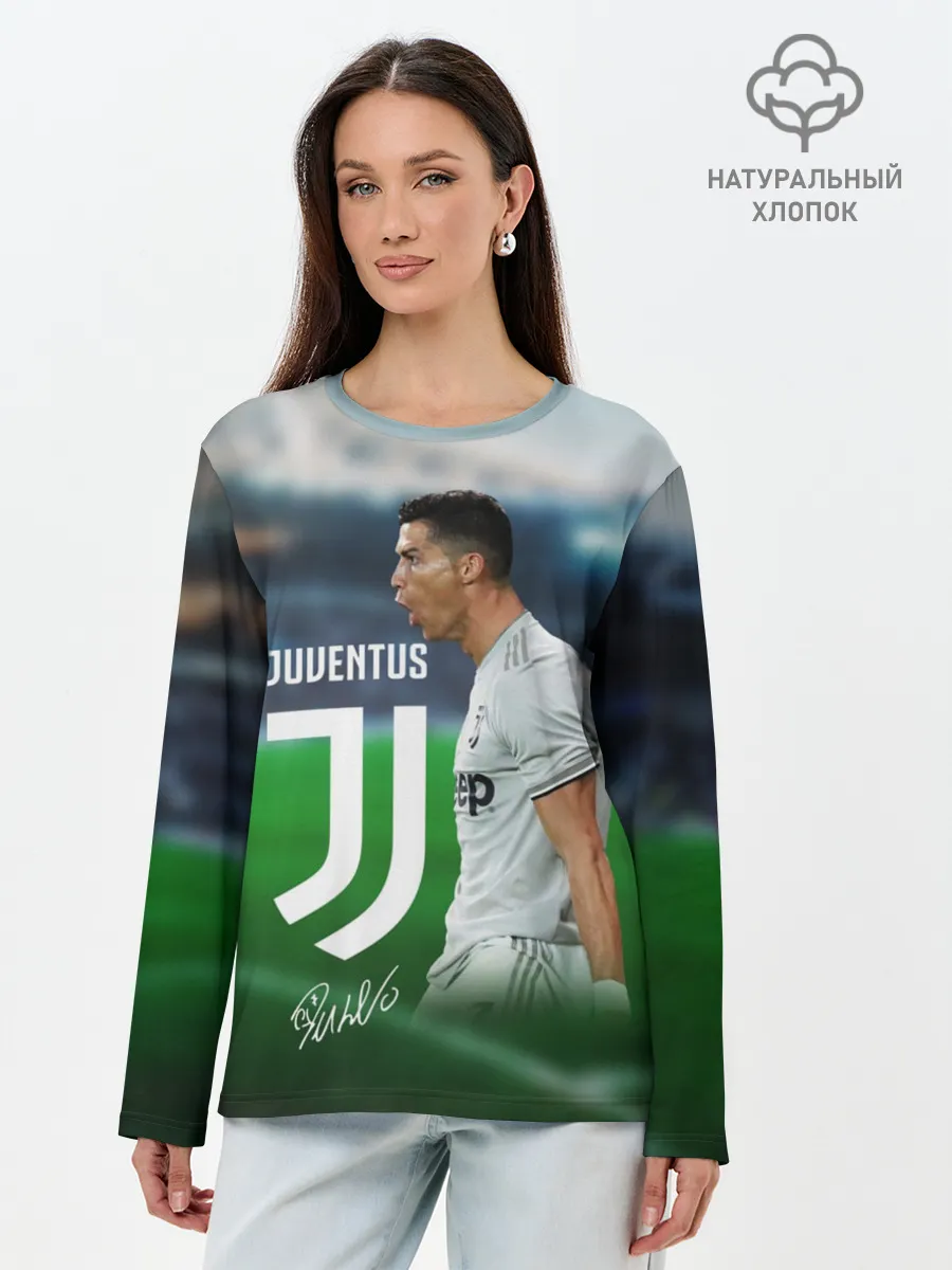 Лонгслив женский. Хлопок / Роналдо Ювентус