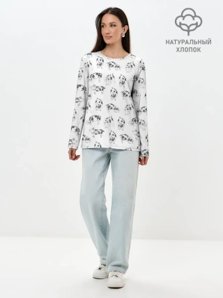 Лонгслив женский. Хлопок / Поросята