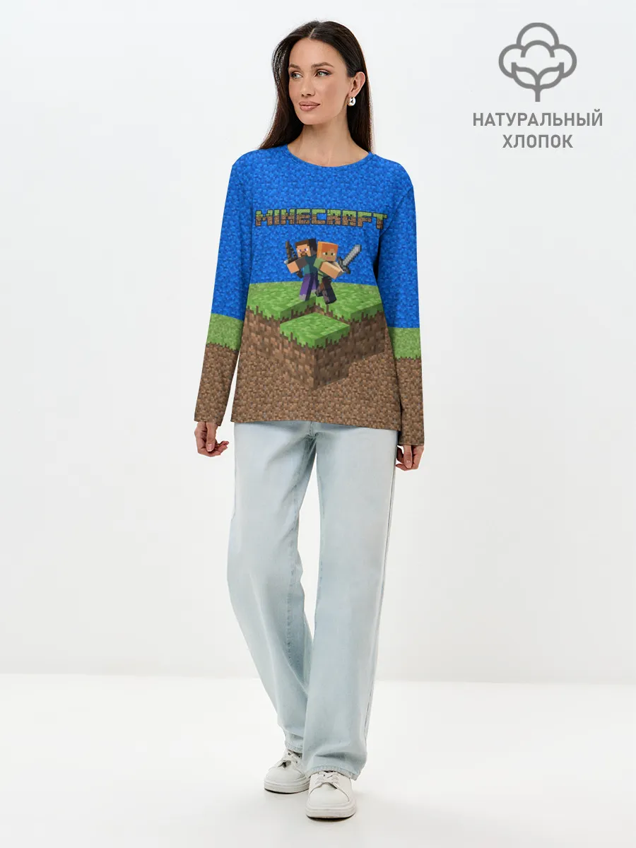 Лонгслив женский. Хлопок / MINECRAFT