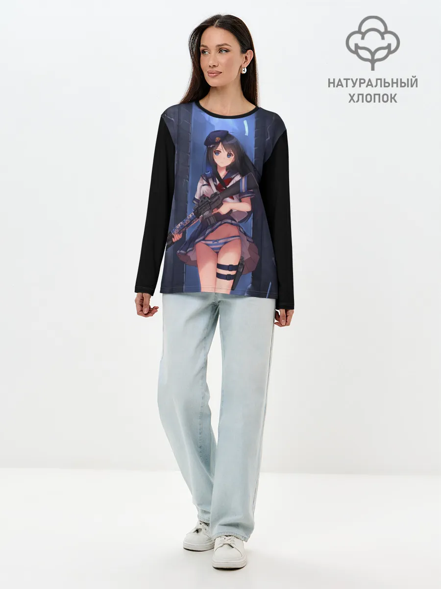 Лонгслив женский. Хлопок / Японская анимация