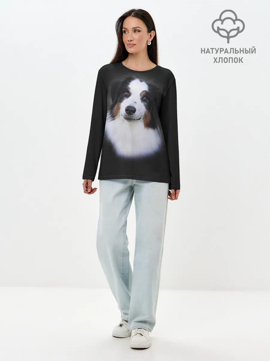 Лонгслив женский. Хлопок / Собака